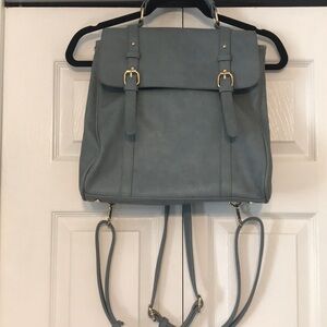 MMS Vegan Leather Elegant Blue Backpack Purse for Women